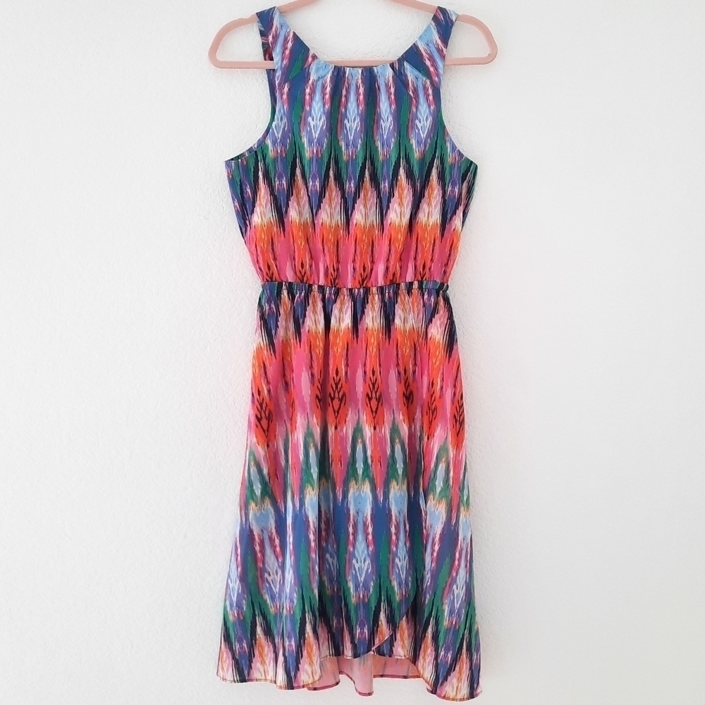 Athleta Rainbow Ikat Martinique Sleeveless Tassel Dress XS